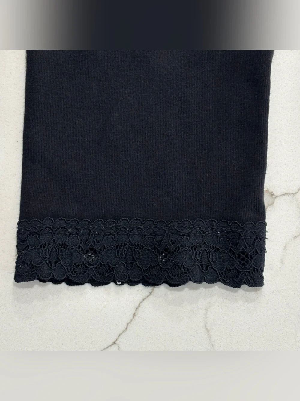 The Children’s Place Kids Black Stretch Leggings Lace Trim Girls Size Small 5/6